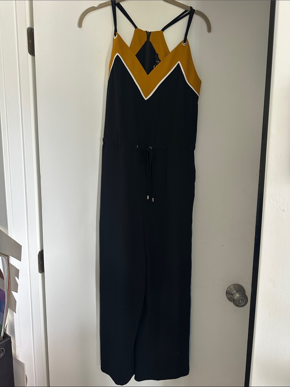 Ted Baker Black Jumpsuit with Mustard Chevron Yoke